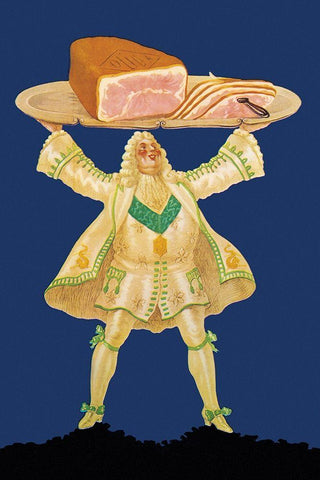 Pigs and Pork: Ham Platter White Modern Wood Framed Art Print with Double Matting by Mohr, Paul