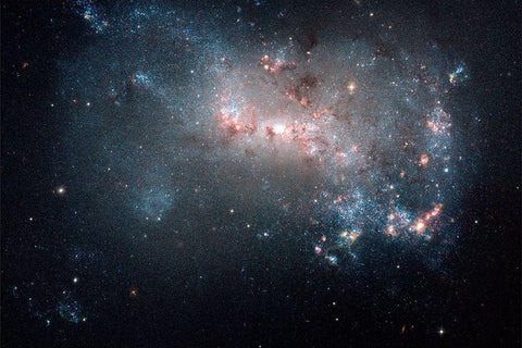 Stellar Fireworks Ablaze in Galaxy NGC 4449 White Modern Wood Framed Art Print with Double Matting by NASA