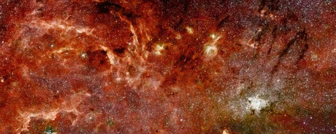HST-Spitzer Composite of Galactic Center White Modern Wood Framed Art Print with Double Matting by NASA