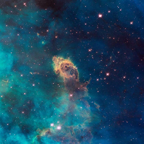 Jet in Carina - WFC3 UVIS Full Field Black Modern Wood Framed Art Print by NASA