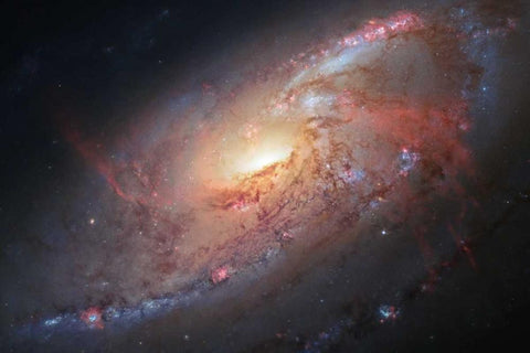 Galaxy M106 White Modern Wood Framed Art Print with Double Matting by NASA