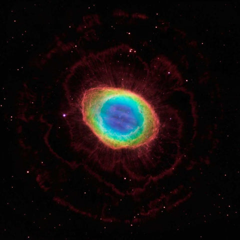 Hubble Reveals the Ring Nebulas True Shape White Modern Wood Framed Art Print with Double Matting by NASA