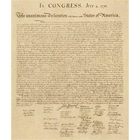 U.S. Declaration of Independence - Decorative Sepia Black Modern Wood Framed Art Print by US Government
