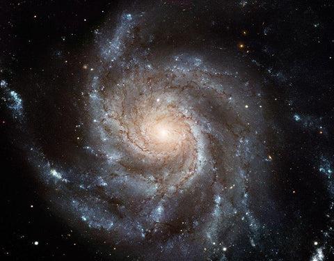 Messier 101 (M101) White Modern Wood Framed Art Print with Double Matting by NASA