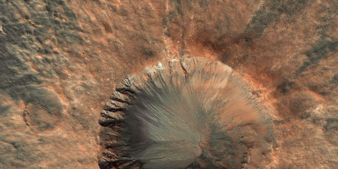 Mars HiRISE - Crater near Sirenum Fossae White Modern Wood Framed Art Print with Double Matting by NASA