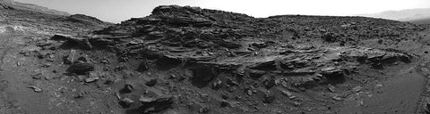 Mars Gale Crater - Panoramic Mosaic, July 17, 2015 White Modern Wood Framed Art Print with Double Matting by NASA