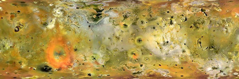 Surface of Io Composite from Gallileo Mission White Modern Wood Framed Art Print with Double Matting by NASA