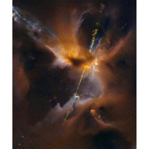 Herbig - Haro Jet HH 24 Black Modern Wood Framed Art Print by NASA