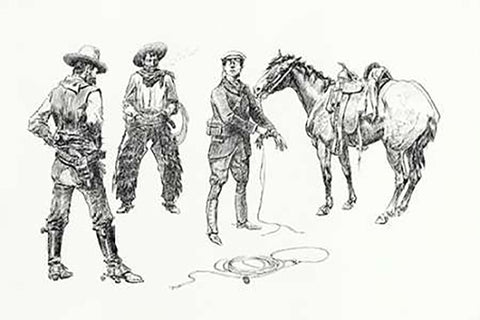 The Initiation of the Tenderfoot, 1899 White Modern Wood Framed Art Print with Double Matting by Russell, Charles