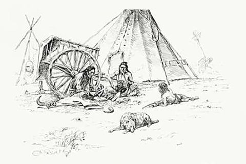 The Last of the Buffalo, 1899 White Modern Wood Framed Art Print with Double Matting by Russell, Charles