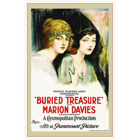 Buried Treasure, Marion Davies, 1922 Gold Ornate Wood Framed Art Print with Double Matting by Hollywood Photo Archive