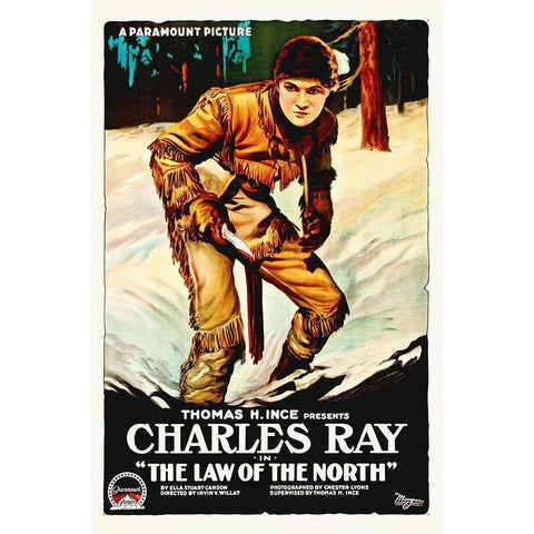 Charles Ray, The Law Of The North, 1918 Black Modern Wood Framed Art Print by Hollywood Photo Archive