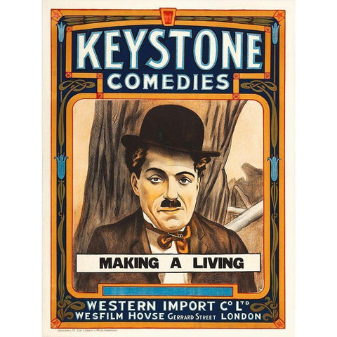 Charlie Chaplin, Making A Living White Modern Wood Framed Art Print by Hollywood Photo Archive