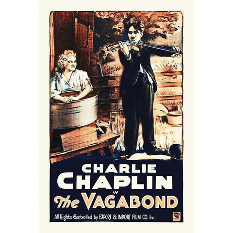 Charlie Chaplin, The Vagabond, 1916 Gold Ornate Wood Framed Art Print with Double Matting by Hollywood Photo Archive