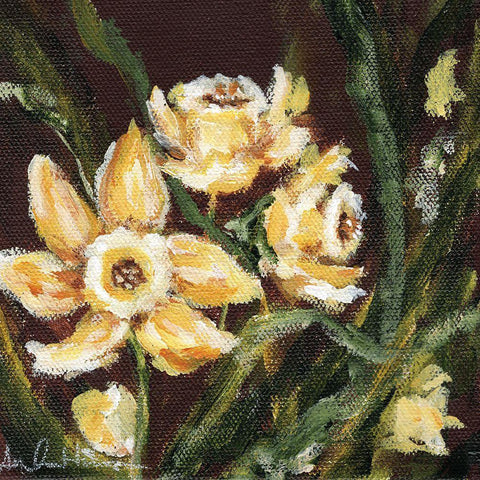Sweet Little Daffodils Gold Ornate Wood Framed Art Print with Double Matting by Hilburn, Amanda