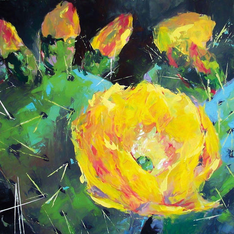 Prickly Pear Bloom Gold Ornate Wood Framed Art Print with Double Matting by Thouthip, Anne