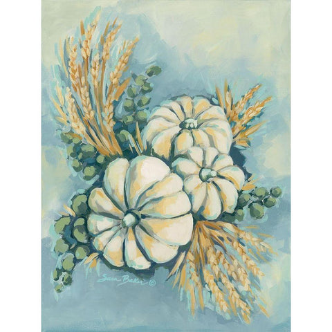 Blue Harvest I White Modern Wood Framed Art Print by Baker, Sara