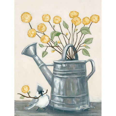 Sharing Flowers with a Friend Gold Ornate Wood Framed Art Print with Double Matting by Baker, Sara