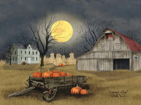 Harvest Moon White Modern Wood Framed Art Print with Double Matting by Jacobs, Billy