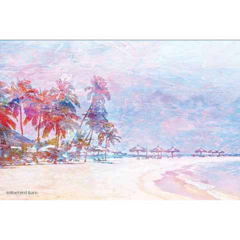 Rainbow Bright Sandy Beach Umbrellas Black Modern Wood Framed Art Print by Bluebird Barn