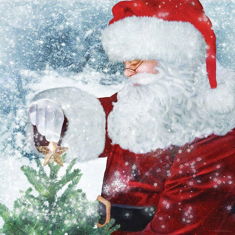 Santa Tree Star White Modern Wood Framed Art Print by Bluebird Barn