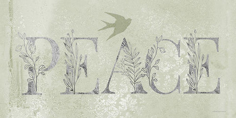 Peace White Modern Wood Framed Art Print with Double Matting by Bluebird Barn