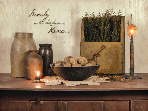 Family Makes This House a Home White Modern Wood Framed Art Print with Double Matting by Boyer, Susie