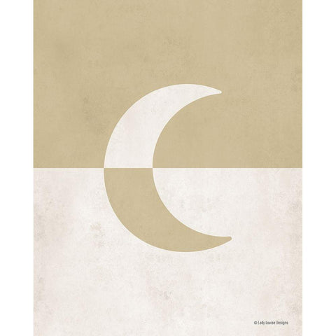 Neutral Nursery Half Moon Black Modern Wood Framed Art Print by Lady Louise Designs