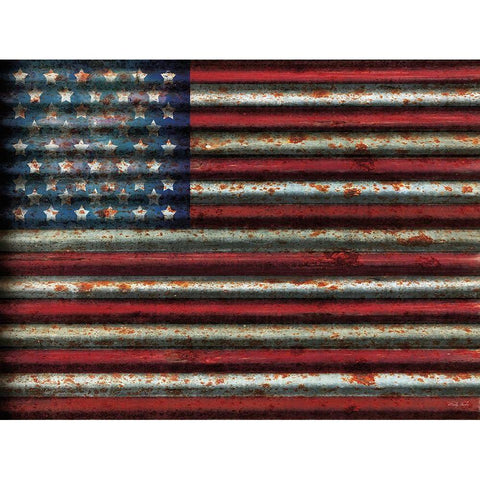 American Flag White Modern Wood Framed Art Print by Jacobs, Cindy