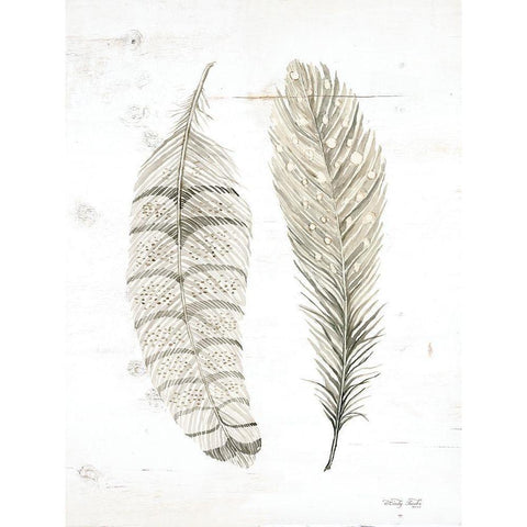 Feather I Gold Ornate Wood Framed Art Print with Double Matting by Jacobs, Cindy