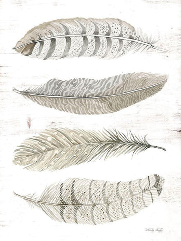 Feather Quad Black Ornate Wood Framed Art Print with Double Matting by Jacobs, Cindy