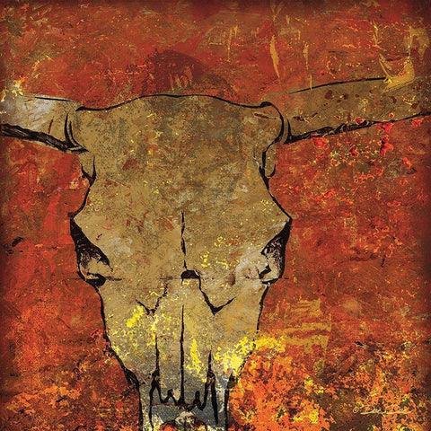 Skull White Modern Wood Framed Art Print with Double Matting by Dee Dee