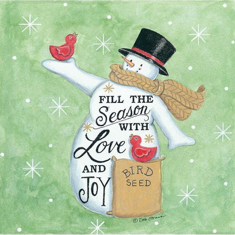 Fill the Season Snowman Black Modern Wood Framed Art Print by Strain, Deb
