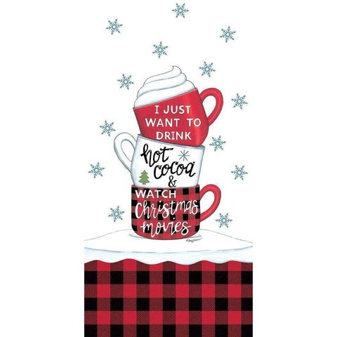 Drink Hot Cocoa And Watch Christmas Movies Black Modern Wood Framed Art Print with Double Matting by Strain, Deb