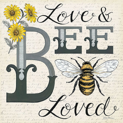 Love And Bee Loved Black Modern Wood Framed Art Print by Strain, Deb
