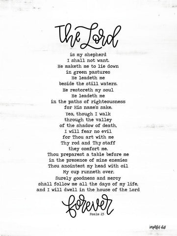 Psalm 23 White Modern Wood Framed Art Print with Double Matting by Imperfect Dust