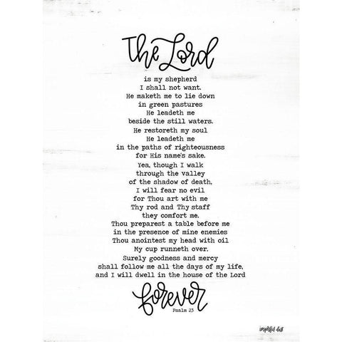 Psalm 23 Black Modern Wood Framed Art Print with Double Matting by Imperfect Dust