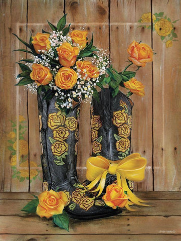 Rosey Cowboy Boots II White Modern Wood Framed Art Print with Double Matting by Wargo, Ed