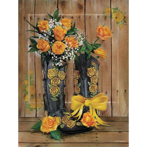 Rosey Cowboy Boots II Black Modern Wood Framed Art Print with Double Matting by Wargo, Ed