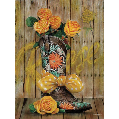 Rosey Cowboy Boots I Black Modern Wood Framed Art Print by Wargo, Ed