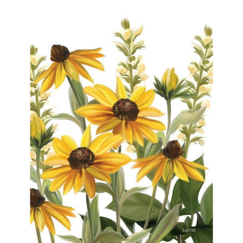 Summer Susans Gold Ornate Wood Framed Art Print with Double Matting by House Fenway