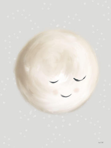 Happy Little Moon I White Modern Wood Framed Art Print with Double Matting by House Fenway
