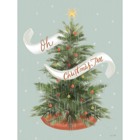 Oh Christmas Tree White Modern Wood Framed Art Print by House Fenway