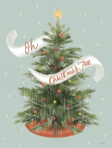 Oh Christmas Tree Black Ornate Wood Framed Art Print with Double Matting by House Fenway
