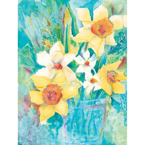 Spring Bouquet Gold Ornate Wood Framed Art Print with Double Matting by Holden, Jennifer