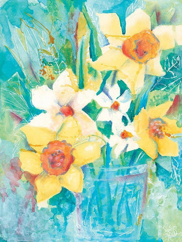 Spring Bouquet Black Ornate Wood Framed Art Print with Double Matting by Holden, Jennifer