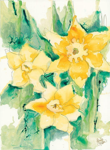First Blooms Black Ornate Wood Framed Art Print with Double Matting by Holden, Jennifer