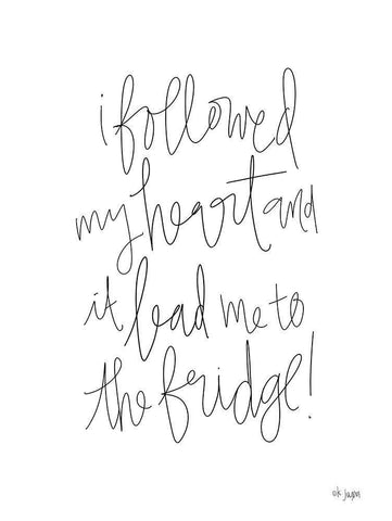 Followed My Heart to the Fridge Black Ornate Wood Framed Art Print with Double Matting by Jaxn Blvd.