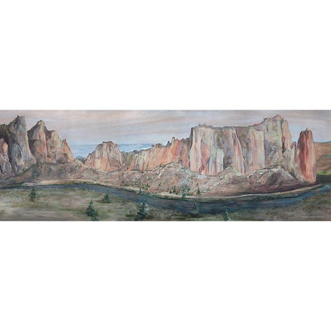 Smith Rock Gold Ornate Wood Framed Art Print with Double Matting by Kamdon Kreations