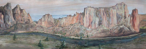 Smith Rock White Modern Wood Framed Art Print with Double Matting by Kamdon Kreations